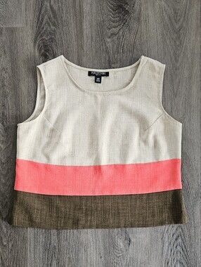 Perceptions Beige, Coral & Brown Colorblock Tank Top
